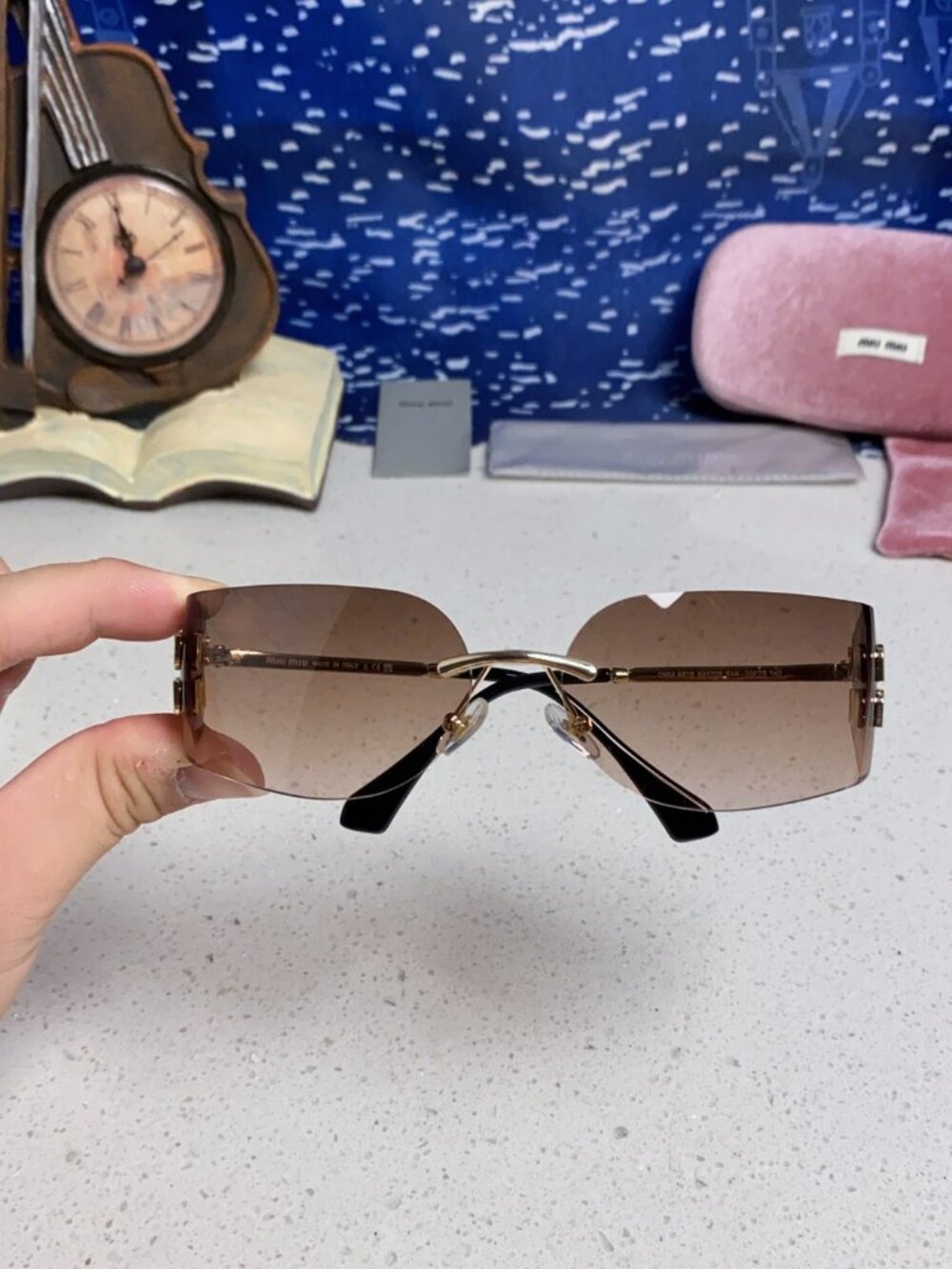 Miu Miu Rimless Gradient Sunglasses with Logo Detail - Picture 5 of 10